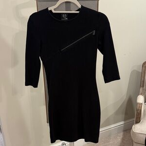Alexander McQueen Black Long Sleeve Dress with Diagonal Zipper